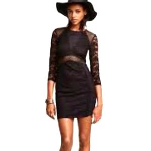 NWOT / H&M  black lace & mesh 3/4 sleeve mini dress